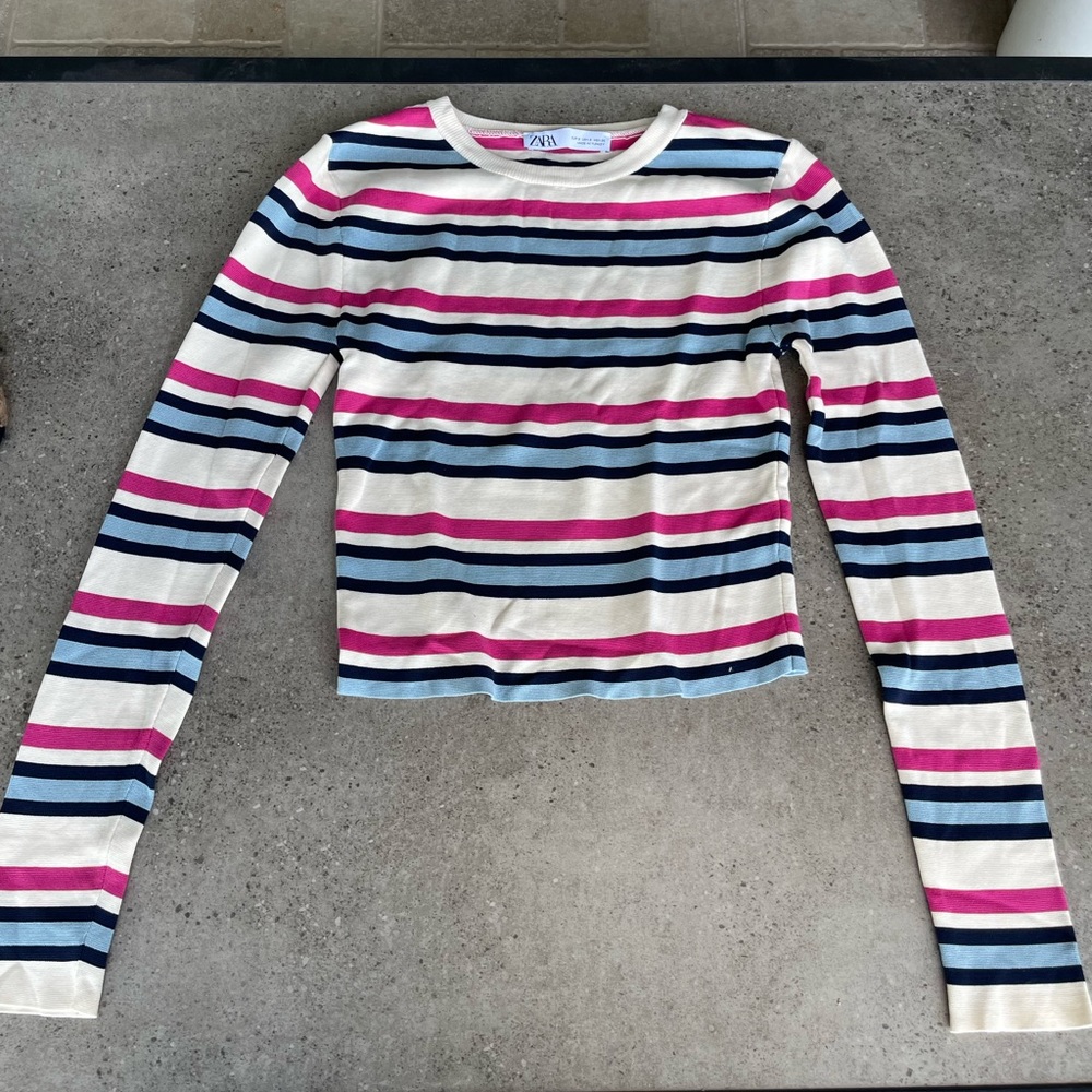 Wmns Zara multicolored stripe knit sweater Size S Used